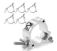 6x BeamZ BC50-100 Aluminium Half Coupler Lighting Clamp Set, Heavy-Duty Slimline O-Clamps for Stage, DJ Lighting & Truss Mounting, 48-51mm, 100kg Load Capacity, M10 Bolt Included