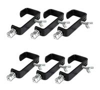6x BeamZ CC50B Lighting G-Clamp Hooks - Heavy-Duty Black Mounting Clamps for DJ, Disco & Stage Fixtures, Fits Poles Up to 50mm Diameter, Safe 30kg Load Capacity for Trussing & Stands