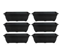 6x Bell Trough Planter Plant Pot 50cm Plastic Black Colour Garden Pot