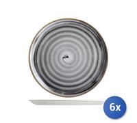 6X Black Circus Porcelain Pizza Plate, 33Cm