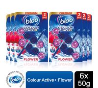 6x Bloo Toilet Rim Blocks Colour Active+ Flower
