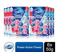 6x Bloo Toilet Rim Blocks Power Active Flower