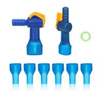 6x Blue Silicone Bite Valve Replacement Kit with Hose Connectors | Blue silicone bite valves, 6x replacement parts, straight and angled hose connectors, O-ring included, for hydration systems