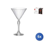 Bormioli Rocco America '20s Martini Glasses - Vintage Art Deco Coupe Glasses for Wine, Espresso Martini - 250ml - Clear - Pack of 6
