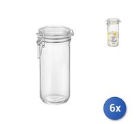6X Bormioli Rocco Fido Glass Cylindrical Jars, Airtight Lid