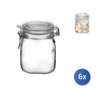 6x Bormioli Rocco Glass Fido Jars with Airtight Lid 0.75 lt