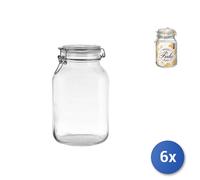 6x Bormioli Rocco Glass Fido Jars with Hermetic Seal Cylindrical 2 lt