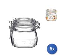 6X Bormioli Rocco Glass Jars Fido With Airtight Lid 0.5 L