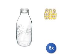 6x Bormioli Rocco Juice Bottles 4 Seasons 1 LT Transparent Glass