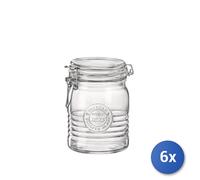 6x Bormioli Rocco Officina Container Round Glass Transparent 108 mm, 136 mm