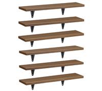 6x Bracket Wall Shelf 6-Piece Set Walnut 43cm + Accessories Storage Bookcase HQ