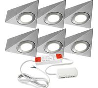 6X Brushed Nickel Pyramid Under Cabinet Kitchen Light Kit With Warm White Led