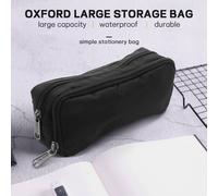 6X Capacity Pencil Case Oxford Storage Pouch Pen Case Simple Stationery Bag School Office Organizer Black