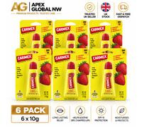 6x Carmex Strawberry Burst Lip Balm Tube 10g Dry Chapped Lips Moisturising 60g