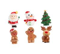 6x Christmas Cake Topper Set, Santa Reindeer Snowman Christmas Tree Gingerbread Man Woman Cake Decorations for Holiday Party Wedding Dessert