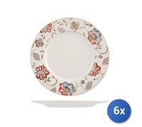 6X Churchill Plate Table Plain Jacobean In Earthenware 27 Cm.