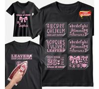 6X Class of 2026 Leavers Graduation | Iron-On Sticker Sheets | Heat Transfer Decals for T-Shirts, Jerseys & Bags (Hearty, Baby Pink)