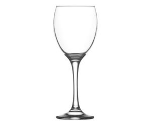 6X Clear 340ml Venue Red Wine Glasses - Large Glass White Rose Long Stem Cocktail Party Drinking Goblet Gift Set - by LAV