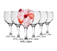 6X Clear 645ml Misket Gin Balloon Glasses - Large Long Stem Bowl Shaped G&T Cocktail Drinking Copa Tonic Glass Gift Set - by LAV