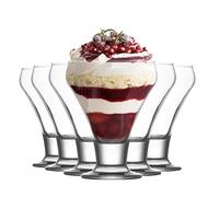 6x Clear 9cm Frosty Glass Ice Cream Bowls - Small Kids Sundae Trifle Fruit Cocktail Dessert Serving Cups Dishes Set - By LAV