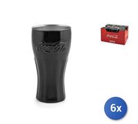 6X Coca-Cola Glasses In Black Glass Cl 37