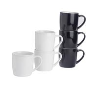 Coloured Coffee Mugs - 350ml - Black/White - Pack of 6 Argon Tableware Multi One Size