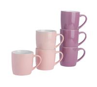 6x Coloured Coffee Mugs - 350ml - Pink/Purple - Durable Stoneware Latte Tea Cup Argon Tableware Multi One Size