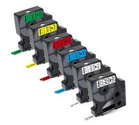 6X Compatible for DYMO D1 Label Tape, 12mm x 7m 45010 45013 45016 45017 45018 45019 for Dymo LabelManager 160 210D 280 420P 360D PnP LabelPoint 150 250 Label Makers