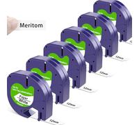 6X Compatible with Dymo Letratag Refills White Tape, 91200 12mm x 4m, Replacement for Dymo Label Tape Printer LT-100H LT-100T XR 200B XM Label Makers, Black on White