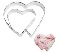 6X Cookie Cutter Double Heart Stainless Steel Baking Decoration