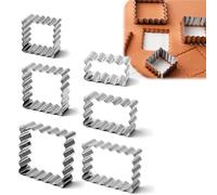 6x Cookie Cutter, Rectangle Cookie Cutter, Jagged Edge Cookie Cutter, Multi Square Cookie Cutter Rectangular Cookie Cutter,Stainless Steel Rectangle Biscuit Molds Rectangle Pastry Fluted Edge Cutters