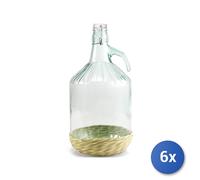 6X Dama Home Transparent Glass With 5L Capacity With Straw Bottom And Cap
