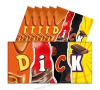 6x Dick Rude Chocolate Bar Wrappers. Funny Joke Husband Wife Birthday Work Secret Santa Gift Novelty Prank Fun Friend Present (Chocolate Not Included). Pack of 6.