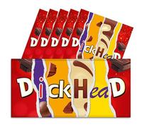 6x Dickhead Funny Chocolate Bar Wrappers. Rude Joke Husband Wife Birthday Work Xmas Secret Santa Get Well Soon Gift Novelty Prank Insult Fun Friend Present. Pack of 6. (Chocolate Not Included)
