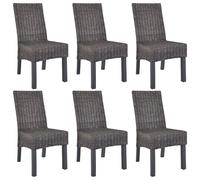 6x Dining Chair Kubu Rattan and Mango Wood Brown Kitchen Furniture Seat vidaXL