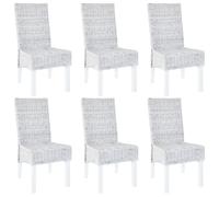 Vidaxl Dining Chairs 6 Pcs Light Brown Kubu Rattan And Mango Wood Dining Chairs
