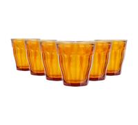 6x Duralex Amber 250ml Picardie Glass Tumblers Water Whiskey Drinking Cup Set
