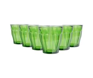 6x Duralex Jungle Green 250ml Picardie Glass Tumblers Water Whiskey Drinking Set