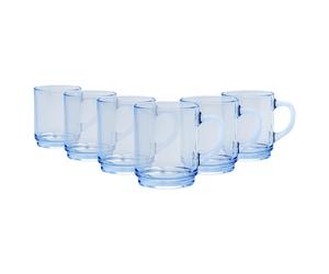 6x Duralex Marine 260ml Versailles Glass Coffee Mugs Cappuccino Tea Cup Mug