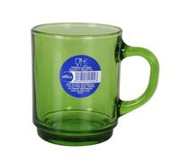 6X Duralex Versailles Green Glass Coffee Tea Mugs Handle 260Ml