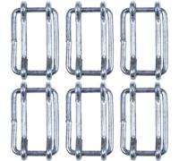 6x Electric Fence Fencing 40mm Poly Tape Connector Joiners Metal Rectangle