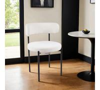 6x Elysian On Trend White Boucle Dining Chairs With Black Legs