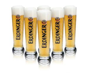 6x Erdinger Alkoholfrei Weizenbierglas 0,5L, Gläser, Bierglas, Markenglas, Weißbierglas (ohne Flaschenausgießer)