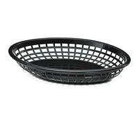 6x Fast Food Polypropylene Jumbo Platter Oval Baskets, Black, 30x23x5cm, Burger, Chips, Hotdogs