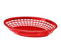 6X Fast Food Polypropylene Jumbo Platter Oval Baskets, Red, 30x23x5cm, Burger, Chips, Hotdogs
