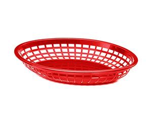 6X Fast Food Polypropylene Jumbo Platter Oval Baskets, Red, 30x23x5cm, Burger, Chips, Hotdogs