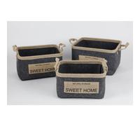 6x Felt Baskets 3-Piece Set Gray Storage Boxes Basket Bags Shelf Organization