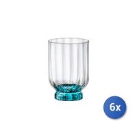 6X Florian Transparent Glass Tumbler Blue Foot 37.5Cl