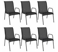 6x Garden Chairs Steel and Textilene Black Patio Outdoor Dining Chair vidaXL
