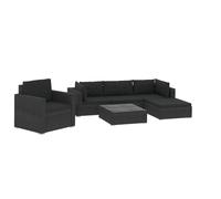 vidaXL 6 Piece Garden Lounge Set with Cushions Poly Rattan Black